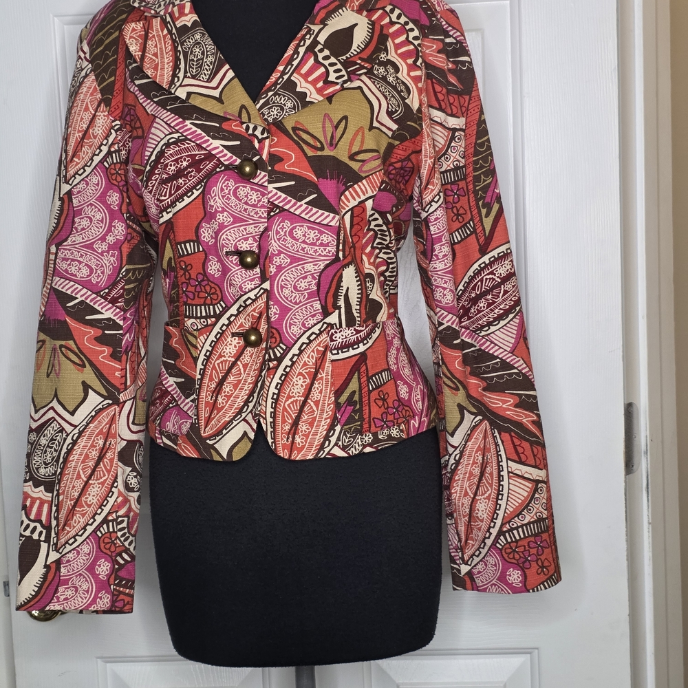 Worthington Pink & Brown Printed Tailored Blazer